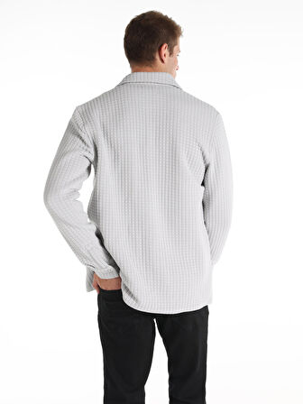 Regular Fit Gömlek Yaka Düğmeli Gri Erkek Ceket
