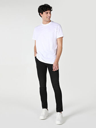 Regular Fit Bisiklet Yaka Basic Beyaz Erkek Kısa Kol Tişört