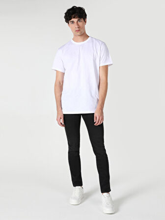 Regular Fit Bisiklet Yaka Basic Beyaz Erkek Kısa Kol Tişört