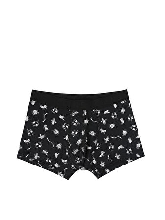 Baskılı Siyah Erkek İç Giyim