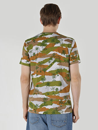 Regular Fit Bisiklet Yaka Baskılı Çok Renkli Erkek Kısa Kol Tişört