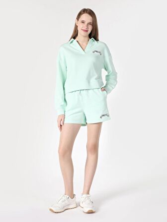 Regular Fit Orta Bel Yeşil Kadın Şort Cl1063326
