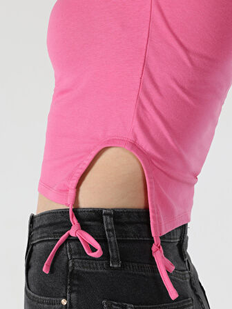 Slim Fit Pembe Kadın Kısa Kol Tişört
