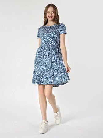 Regular Fit Çiçek Baskılı Çok Renkli Kadın Elbise Cl1063338