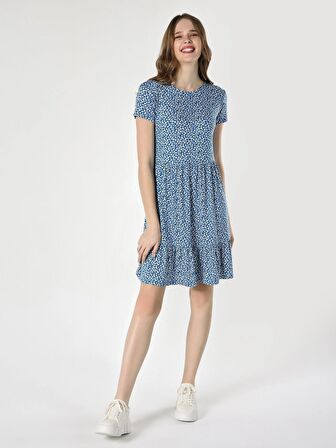 Regular Fit Çiçek Baskılı Çok Renkli Kadın Elbise Cl1063338