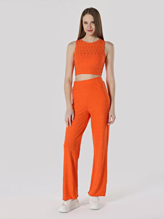 Slim Fit Orta Bel Turuncu Kadın Eşofman Altı