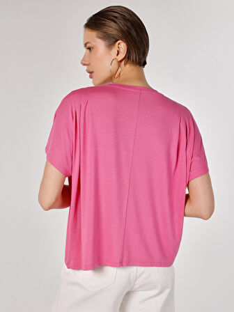 Normal Kesim Polo Yaka  Pembe Kadın Kısa Kol Tişört