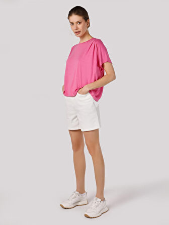 Normal Kesim Polo Yaka  Pembe Kadın Kısa Kol Tişört