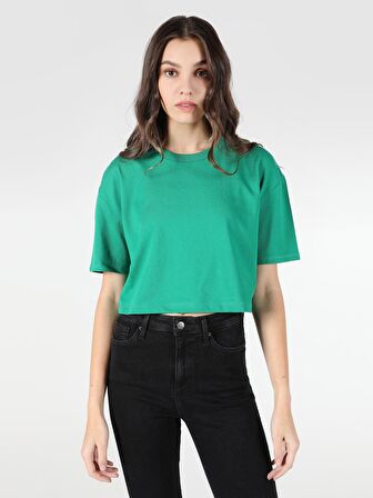 Regular Fit Yeşil Kadın Kısa Kol Tişört