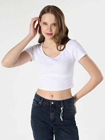 Beyaz Kadın Tshirt K.kol
