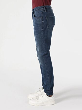 040 Alex Slim Fit Düşük Bel Dar Paça Mavi Erkek Jean Pantolon Cl1063466