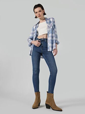 760 Diana Yüksek Bel Dar Paça Süper Slim Fit  Mavi Kadın Jean Pantolon Cl1063472