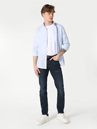 041 Danny Slim Fit Düşük Bel Dar Paça Koyu Mavi Jean Erkek Pantolon Cl1063482