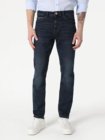 041 Danny Slim Fit Düşük Bel Dar Paça Koyu Mavi Jean Erkek Pantolon Cl1063482