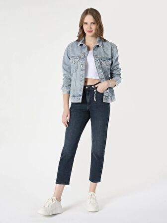 891 Maya Slim Fit Orta Bel Daralan Paça Koyu Mavi Kadın Jean Pantolon Cl1063496