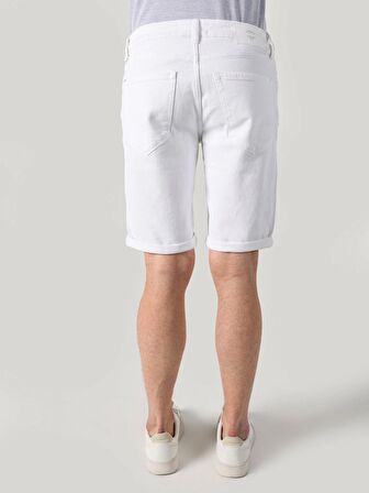 Regular Fit Çok Cepli Beyaz Erkek Şort Cl1063582