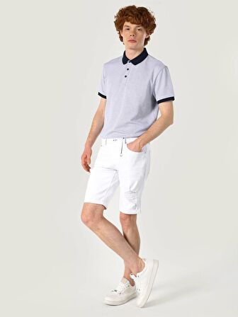 Regular Fit Çok Cepli Beyaz Erkek Şort Cl1063582