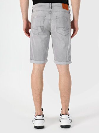 Regular Fit Gri Erkek Jean Şort