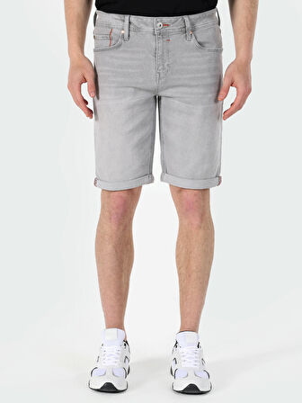 Regular Fit Gri Erkek Jean Şort
