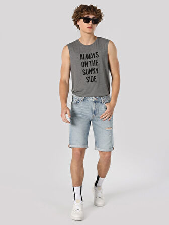 045 David Regular Fit Orta Bel Jean Erkek Şort Cl1063600