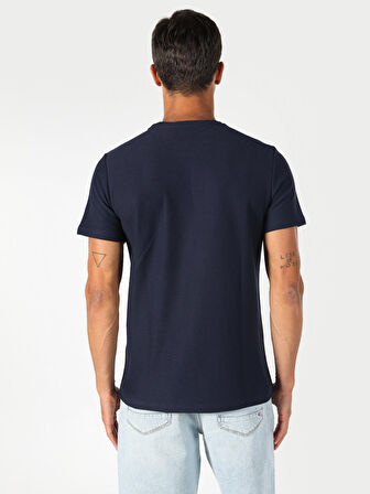 Regular Fit Bisiklet Yaka Basic Lacivert Erkek Kısa Kol Tişört