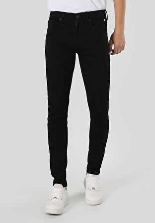 040 Alex Skinny Fit Düşük Bel Dar Paça Erkek Siyah Jean Pantolon