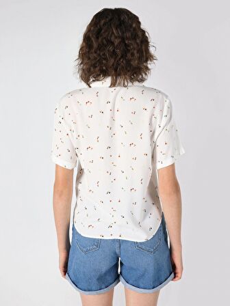 Regular Fit Baskılı Çok Renkli Kadın Kısa Kol Gömlek Cl1063871