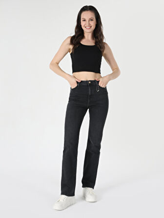 Slim Fit Basic Crop Siyah Kadın Atlet