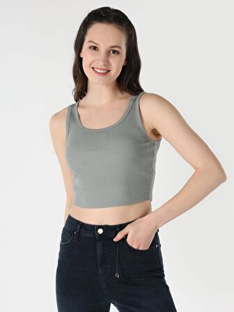 Slim Fit Basic Yeşil Kadın Atlet Cl1064019