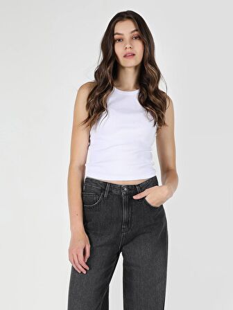 Slim Fit Beyaz Kadın Atlet