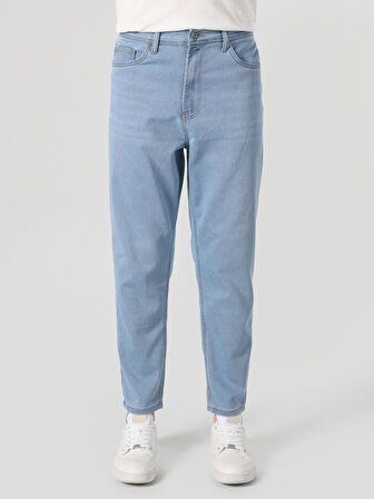 Orta Bel Rahat Kesim Düz Paça Mavi Erkek Jean Pantolon