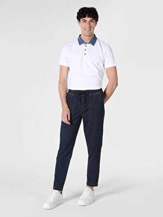 Slim Fit Düğmeli Beyaz Erkek Polo Yaka Kısa Kol Tişört