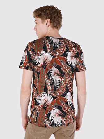 Regular Fit Bisiklet Yaka Baskılı Çok Renkli Erkek Kısa Kol Tişört