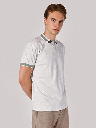 Regular Fit Beyaz Erkek Polo Yaka Kısa Kol Tişört