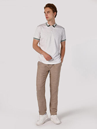 Regular Fit Beyaz Erkek Polo Yaka Kısa Kol Tişört
