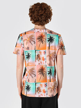 Regular Fit Baskılı Çok Renkli Erkek Kısa Kol Tişört