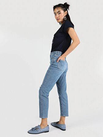 891 Maya Slim Fit Normal Bel Dar Paça Mavi Kadın Jean Pantolon Cl1064319