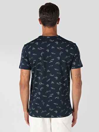 Regular Fit Baskılı Lacivert Erkek Kısa Kol Tişört