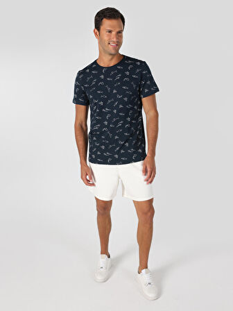 Regular Fit Baskılı Lacivert Erkek Kısa Kol Tişört