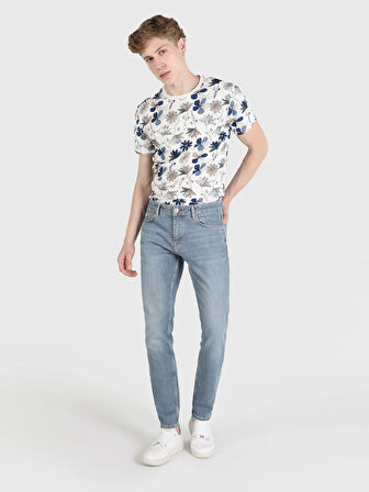 041 Danny Slim Fit Düşük Bel Dar Paça Erkek Mavi Jean Pantolon