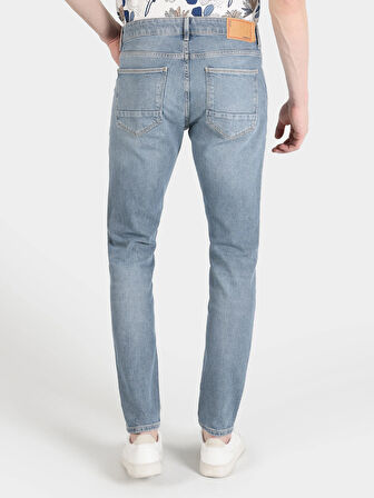 041 Danny Slim Fit Düşük Bel Dar Paça Erkek Mavi Jean Pantolon