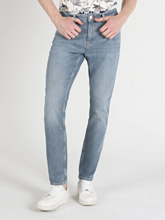 041 Danny Slim Fit Düşük Bel Dar Paça Erkek Mavi Jean Pantolon