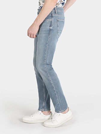041 Danny Slim Fit Düşük Bel Dar Paça Erkek Mavi Jean Pantolon