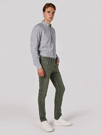 044 Karl Düz Fit Düşük Bel Düz Paça Yeşil Erkek Jean Pantolon Cl1064367