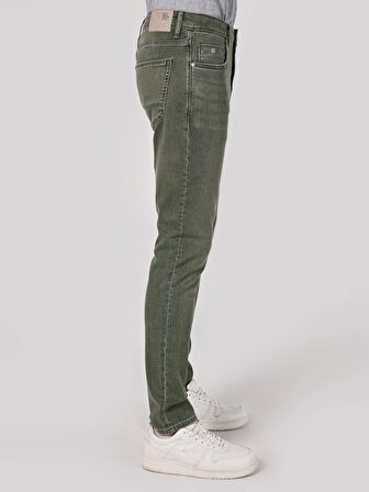 044 Karl Düz Fit Düşük Bel Düz Paça Yeşil Erkek Jean Pantolon Cl1064367