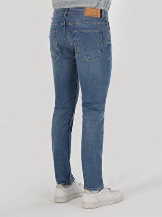 044 Karl Düz Fit Düşük Bel Düz Paça Mavi Erkek Jean Pantolon Cl1064374