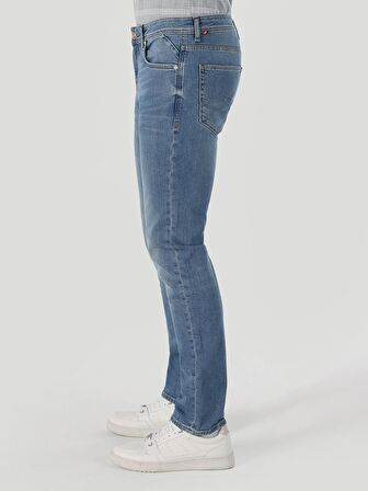 044 Karl Düz Fit Düşük Bel Düz Paça Mavi Erkek Jean Pantolon Cl1064374