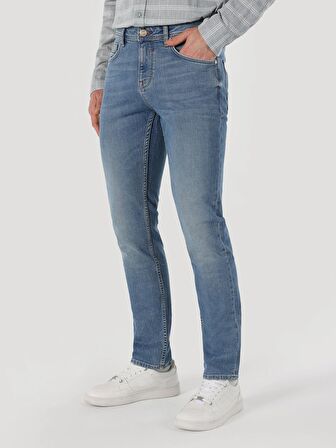 044 Karl Düz Fit Düşük Bel Düz Paça Mavi Erkek Jean Pantolon Cl1064374