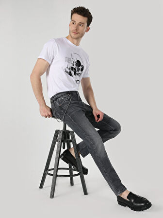 044 Karl Düşük Bel Düz Paça Straight Fit Gri Erkek Jean Pantolon Cl1064375