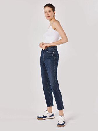 896 Maria Rahat Kesim Yüksek Bel Düz Paça Gri Kadın Jean Pantolon Cl1064388